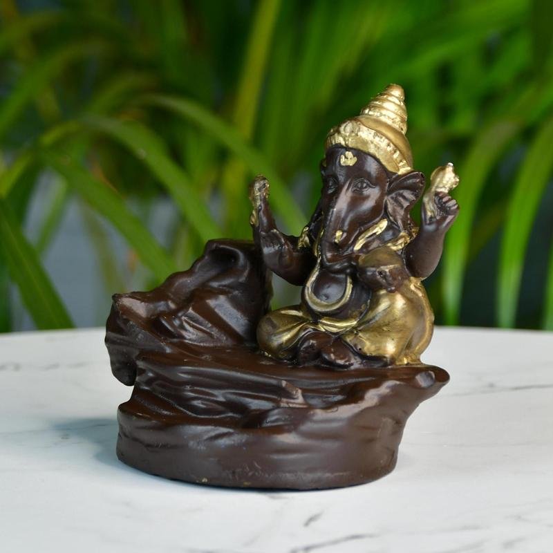 Golden Ganesh Resin Tabletop Decor by Sowpeace - Unique Home Showpiece - Decor - Sowpeace - 