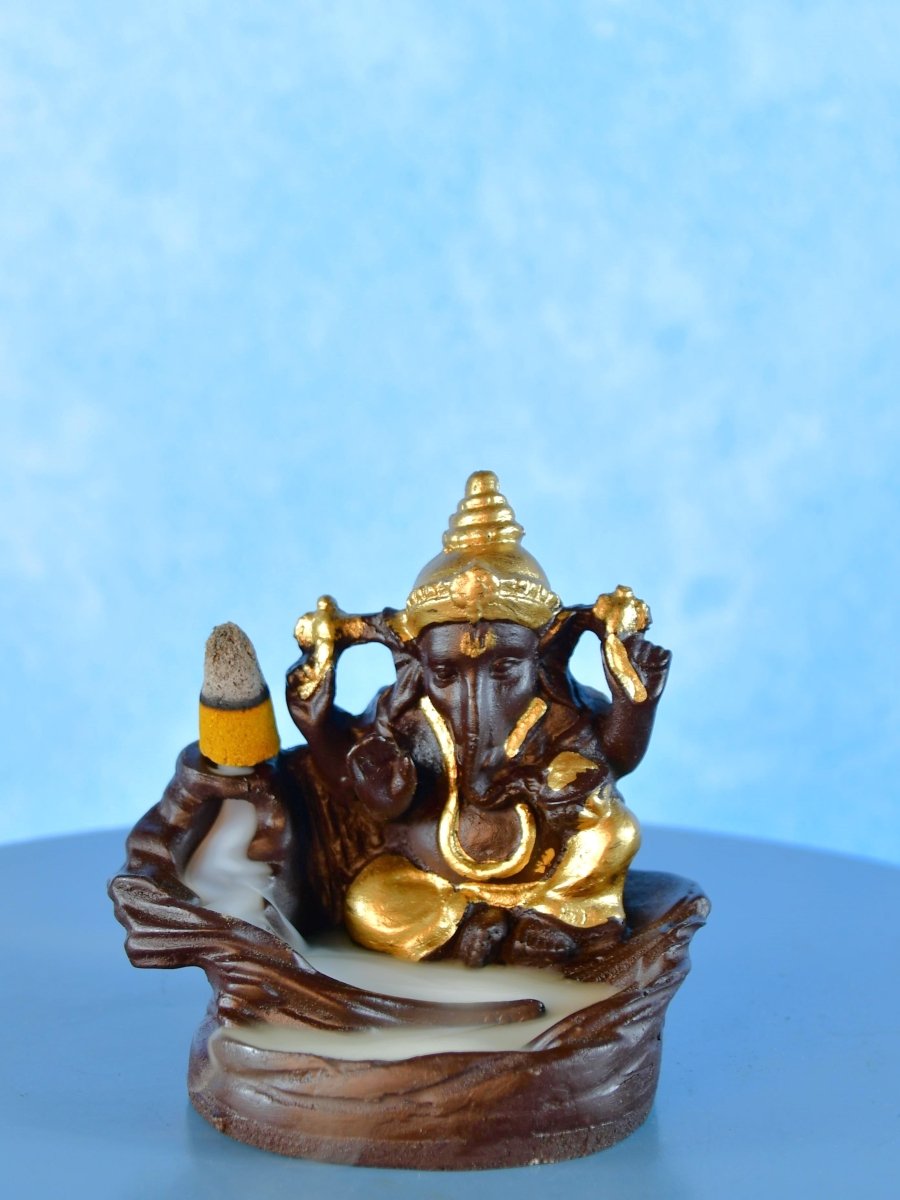 Golden Ganesh Resin Tabletop Decor by Sowpeace - Unique Home Showpiece - Decor - Sowpeace - Golden Ganesh Resin Tabletop Decor by Sowpeace - Unique Home Showpiece - RES - GGF - TT - Sowpeace