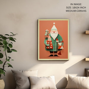 Green Santa Canvas: Festive Home Decor with Gift-Inspired Artistry -Wall painting-Chitran by sowpeace-Green Santa Canvas: Festive Home Decor with Gift-Inspired Artistry-CH-WRT-SGG-Sowpeace