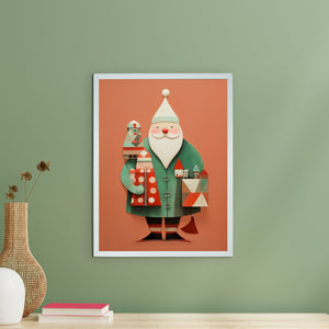 Green Santa Canvas: Festive Home Decor with Gift-Inspired Artistry -Wall painting-Chitran by sowpeace-Green Santa Canvas: Festive Home Decor with Gift-Inspired Artistry-CH-WRT-SGG-Sowpeace