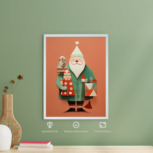 Green Santa Canvas: Festive Home Decor with Gift-Inspired Artistry -Wall painting-Chitran by sowpeace-Green Santa Canvas: Festive Home Decor with Gift-Inspired Artistry-CH-WRT-SGG-Sowpeace