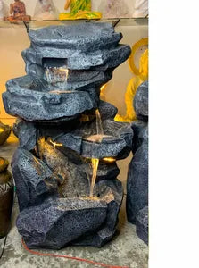 Grey Rock Cascade Fountain Indoor Water Fountain – 3.5 ft -Indoor Water Fountain-Sowpeace-Indoor Water Fountain-Rock Style Fountain