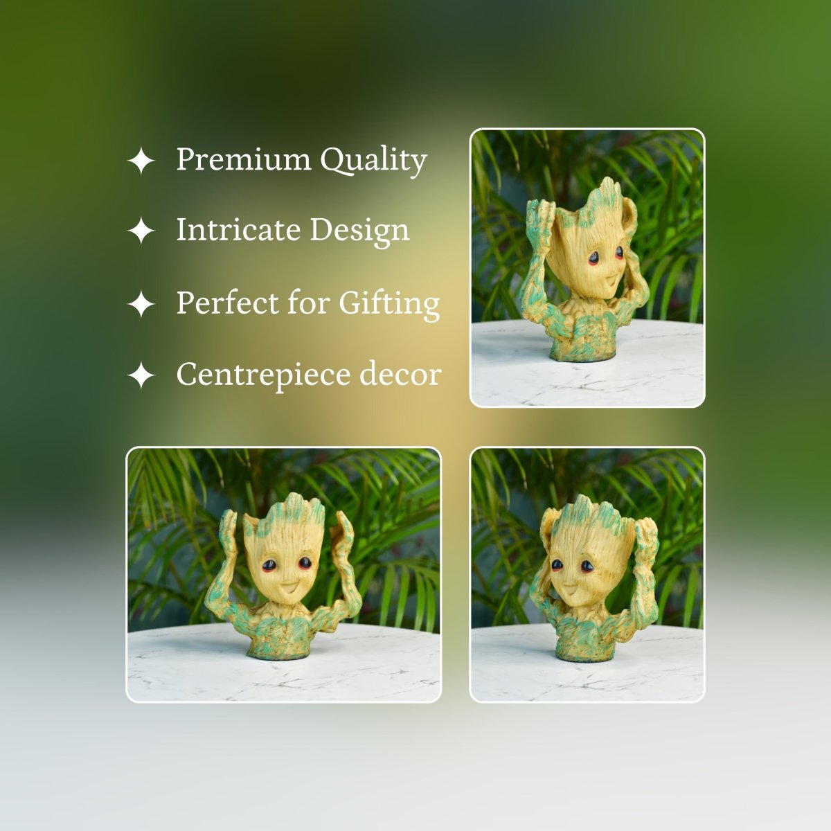 Groot Figurine Planter with Hands Up | Sowpeace Artisan Home Decor & Functional Design