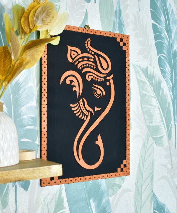 Handcrafted Abstract terracotta Ganesh Wall Art: Unique Home Decor — main view