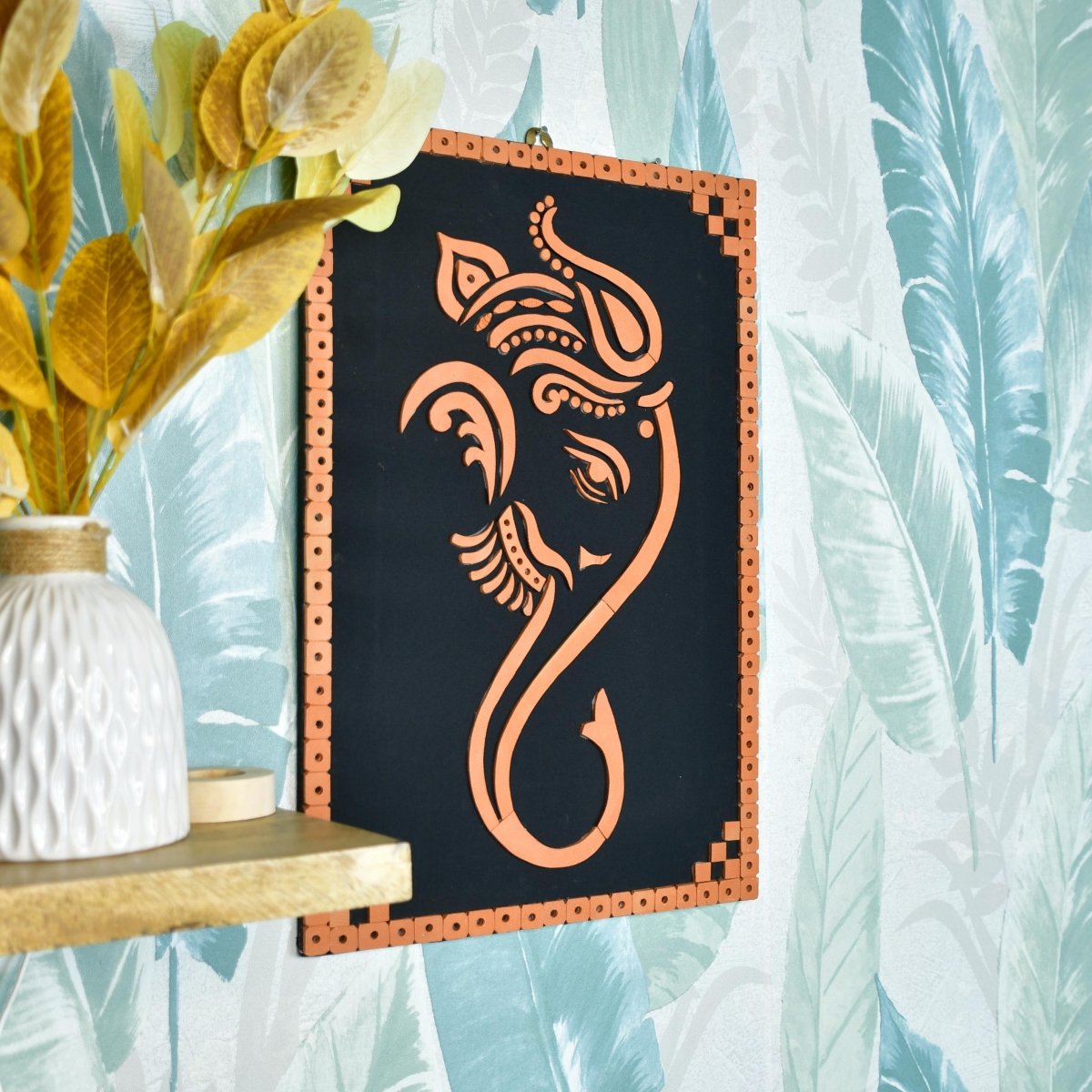 Handcrafted Abstract terracotta Ganesh Wall Art: Unique Home Decor