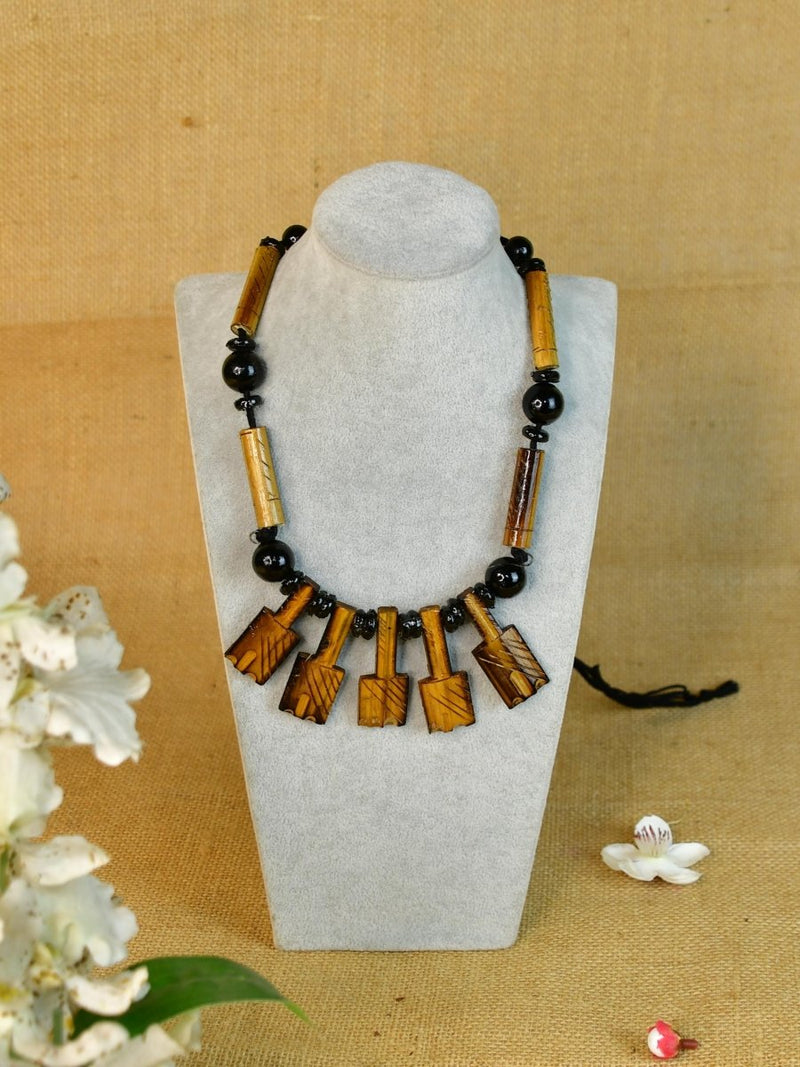 Handcrafted Bamboo Necklace with Hammer Figures by Sowpeace – view 3