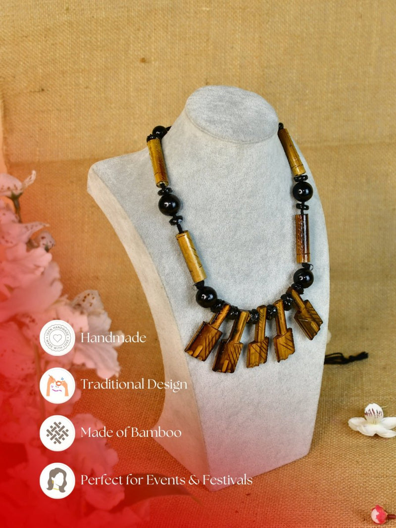 Handcrafted Bamboo Necklace with Hammer Figures by Sowpeace – view 5