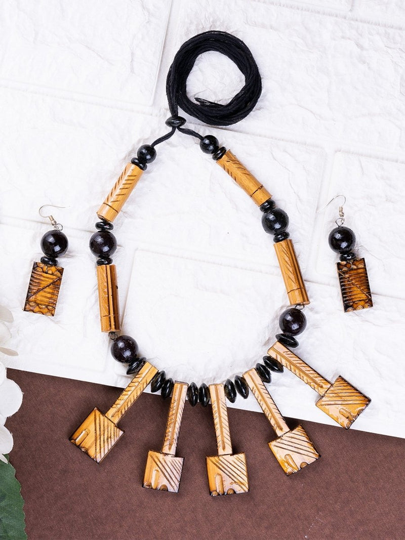 Handcrafted Bamboo Necklace with Hammer Figures by Sowpeace – view 4