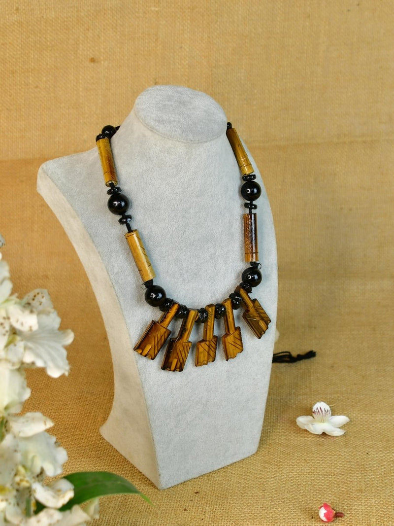 Handcrafted Bamboo Necklace with Hammer Figures by Sowpeace – view 2