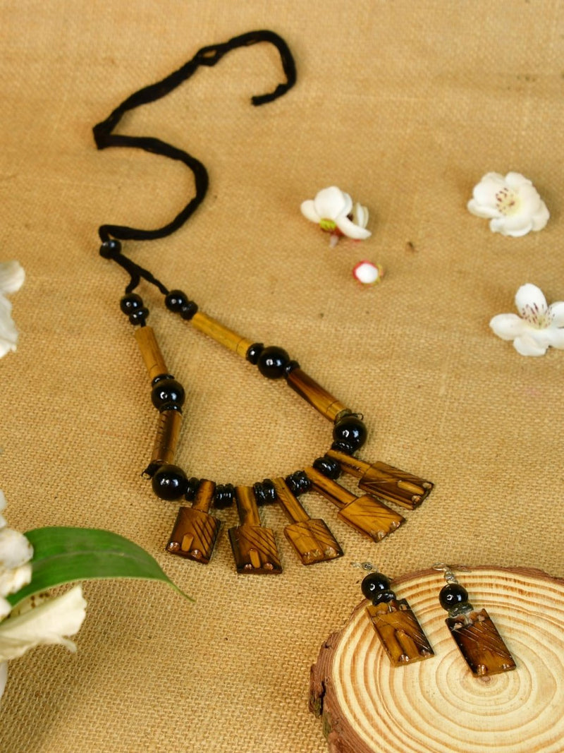 Handcrafted Bamboo Necklace with Hammer Figures by Sowpeace – view 1