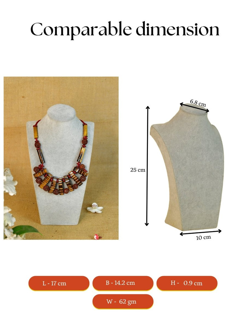 Handcrafted Bamboo & Rudraksha Necklace by Sowpeace - Reviving Indian Art – view 3