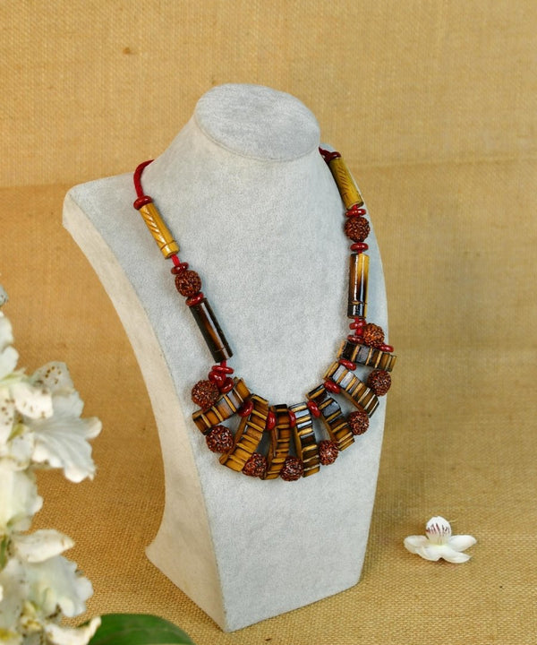 Handcrafted Bamboo & Rudraksha Necklace by Sowpeace - Reviving Indian Art — image 2