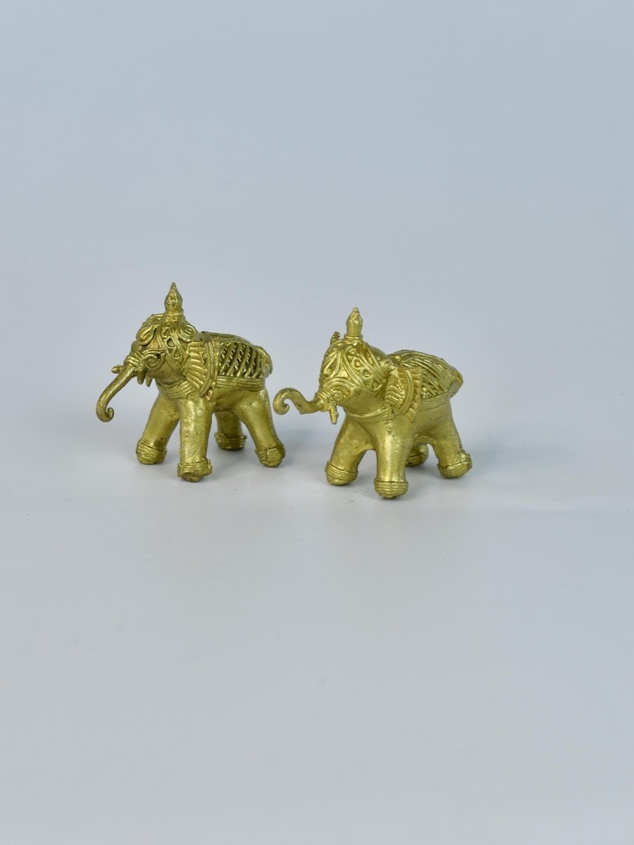 Handcrafted Brass Dhokra Elephant Tabletop Decor: Artisan Elegance for Home. - Sowpeace - Handcrafted Brass Dhokra Elephant Tabletop Decor: Artisan Elegance for Home. - Dok - DEL - BR - TT - Sowpeace