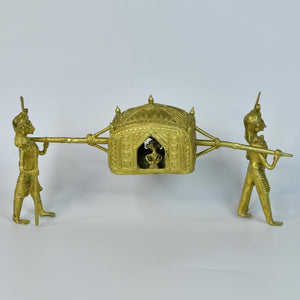 Handcrafted Brass Dhokra Palki Tabletop Decor - Dhokra - Sowpeace - Handcrafted Brass Dhokra Palki Tabletop Decor - Dok - LDPK - BR - TT - Sowpeace