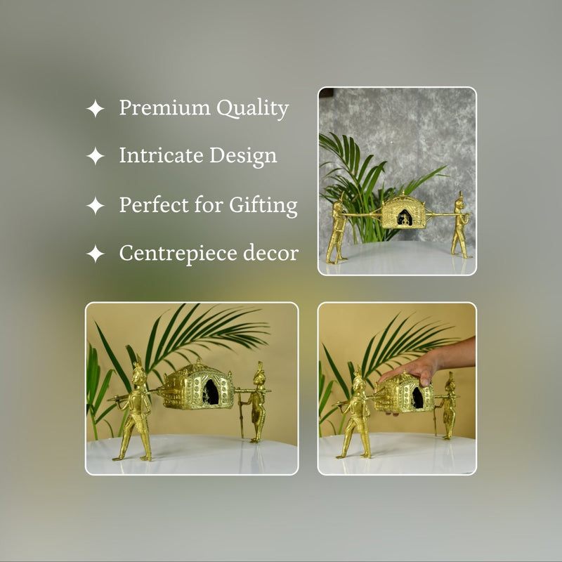 Handcrafted Brass Dhokra Palki Tabletop Decor – view 3