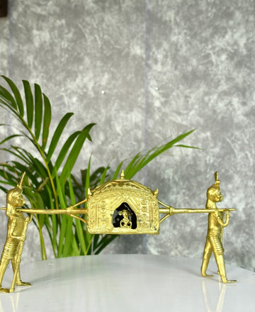 Handcrafted Brass Dhokra Palki Tabletop Decor — alternate view