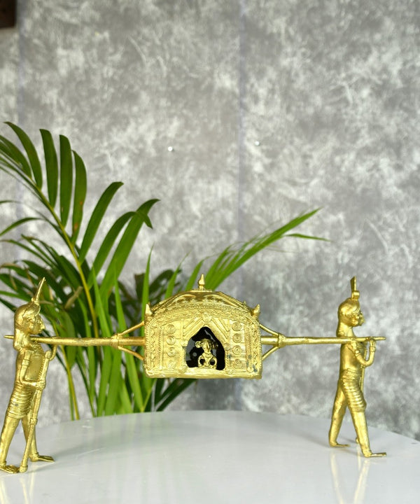 Handcrafted Brass Dhokra Palki Tabletop Decor — image 2