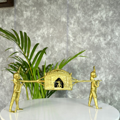 Handcrafted Brass Dhokra Palki Tabletop Decor - Additional View