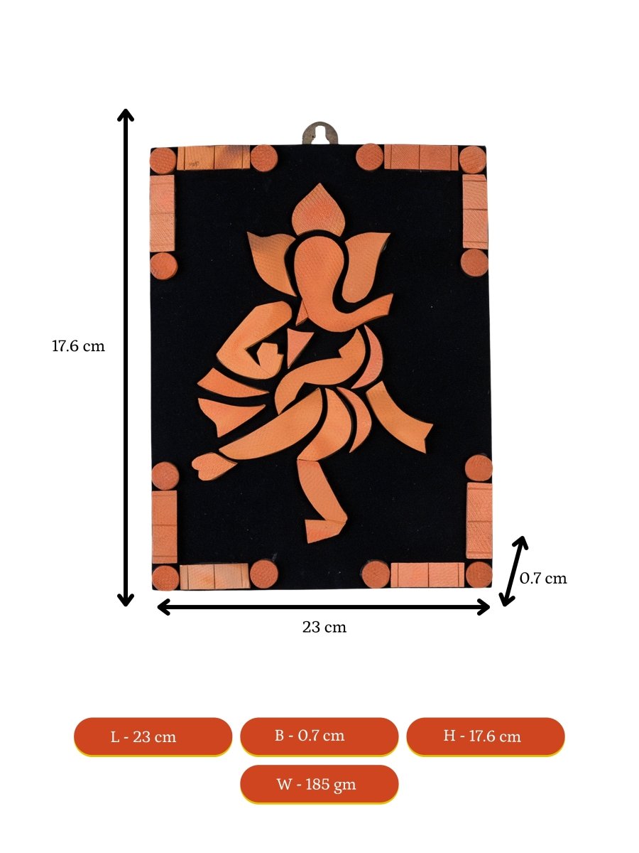 Handcrafted Terracotta Dancing Ganesh Wall Art: Unique Home Decor - Sowpeace - Handcrafted Terracotta Dancing Ganesh Wall Art: Unique Home Decor - Terr - WART - SANJ - DGNS - Sowpeace