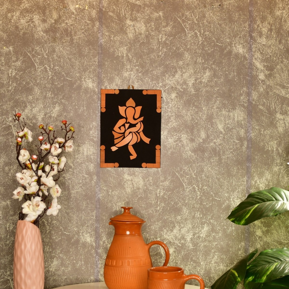 Handcrafted Terracotta Dancing Ganesh Wall Art: Unique Home Decor - Sowpeace - Diwali - God Idols