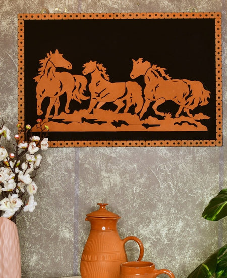 Handcrafted Terracotta Running Horse Wall Art Décor