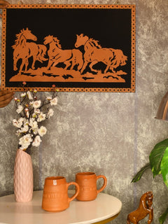 Handcrafted Terracotta Running Horse Wall Art Décor