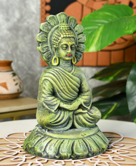 Handcrafted Terracotta Sitting Buddha: Artisan Home Decor by Sowpeace