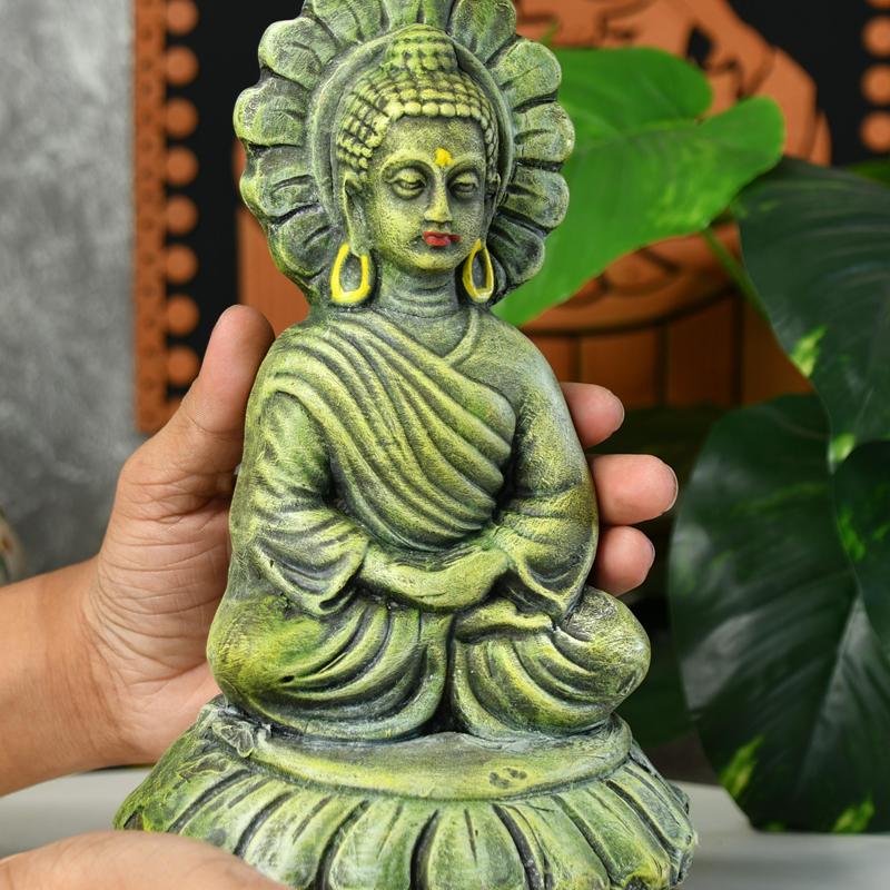 Handcrafted Terracotta Sitting Buddha: Artisan Home Decor by Sowpeace - terracotta tabletop - Sowpeace - Buddha - God Idols