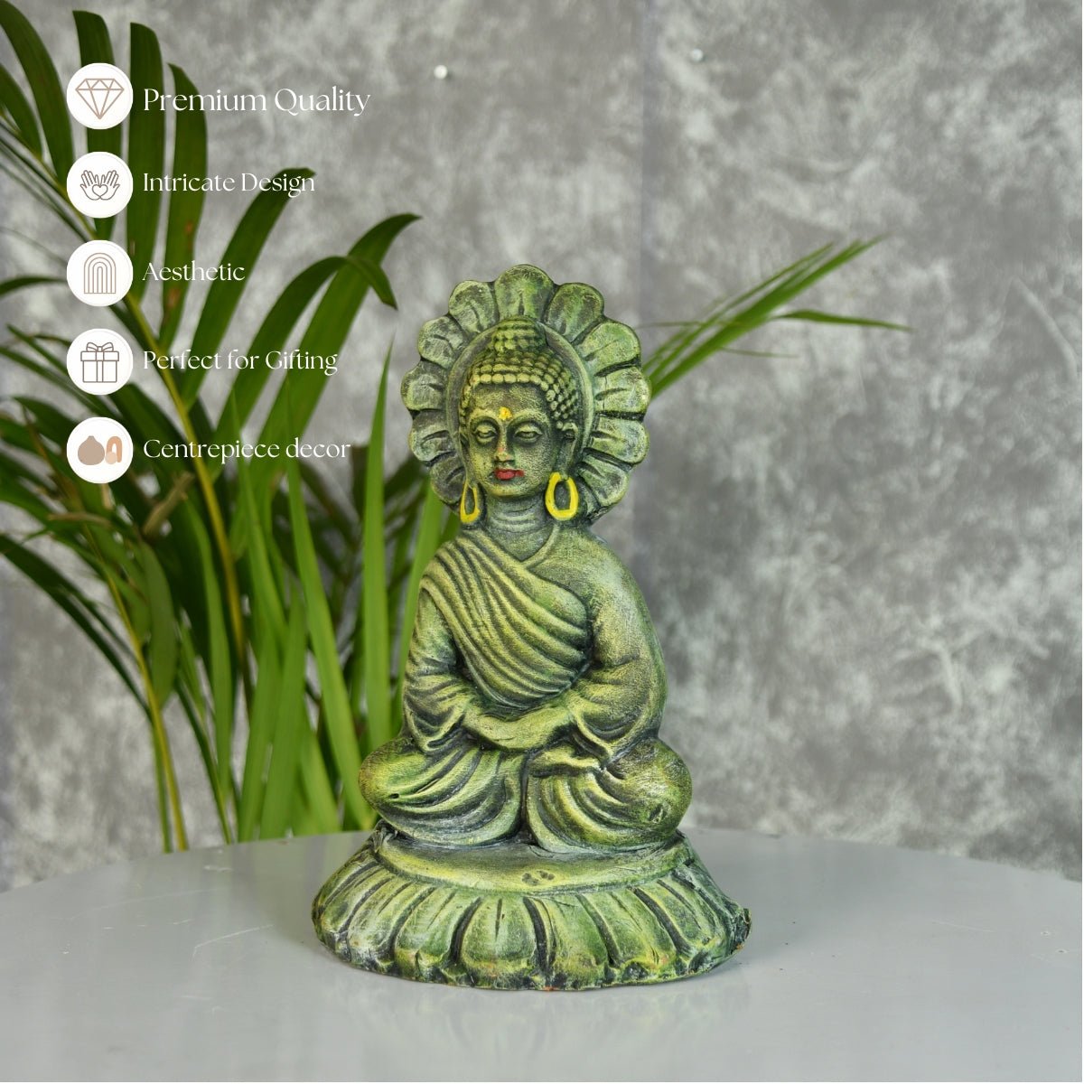 Handcrafted Terracotta Sitting Buddha: Artisan Home Decor by Sowpeace - terracotta tabletop - Sowpeace - Buddha - God Idols