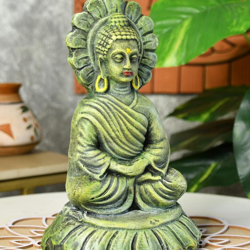 Handcrafted Terracotta Sitting Buddha: Artisan Home Decor by Sowpeace - terracotta tabletop - Sowpeace - Buddha - God Idols