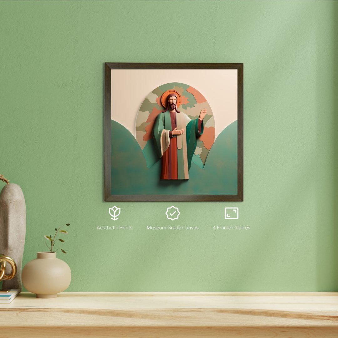 Jesus' Sermon Canvas Wall Art: Handcrafted Decor with Frame, Spiritual Abstract Print for Home. -Wall painting-Chitran by sowpeace-Jesus' Sermon Canvas Wall Art: Handcrafted Decor with Frame, Spiritual Abstract Print for Home.-CH-WRT-JS-Sowpeace