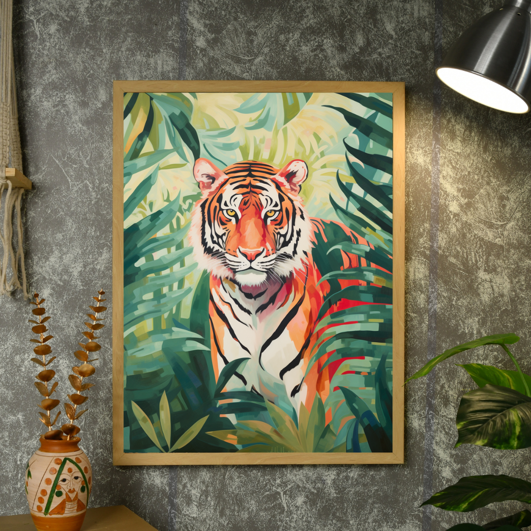 Sowpeace Harmony: Find Your Handcrafted Abstract Tiger – Premium Indian-Inspired Canvas Art for Stylish Home Interiors