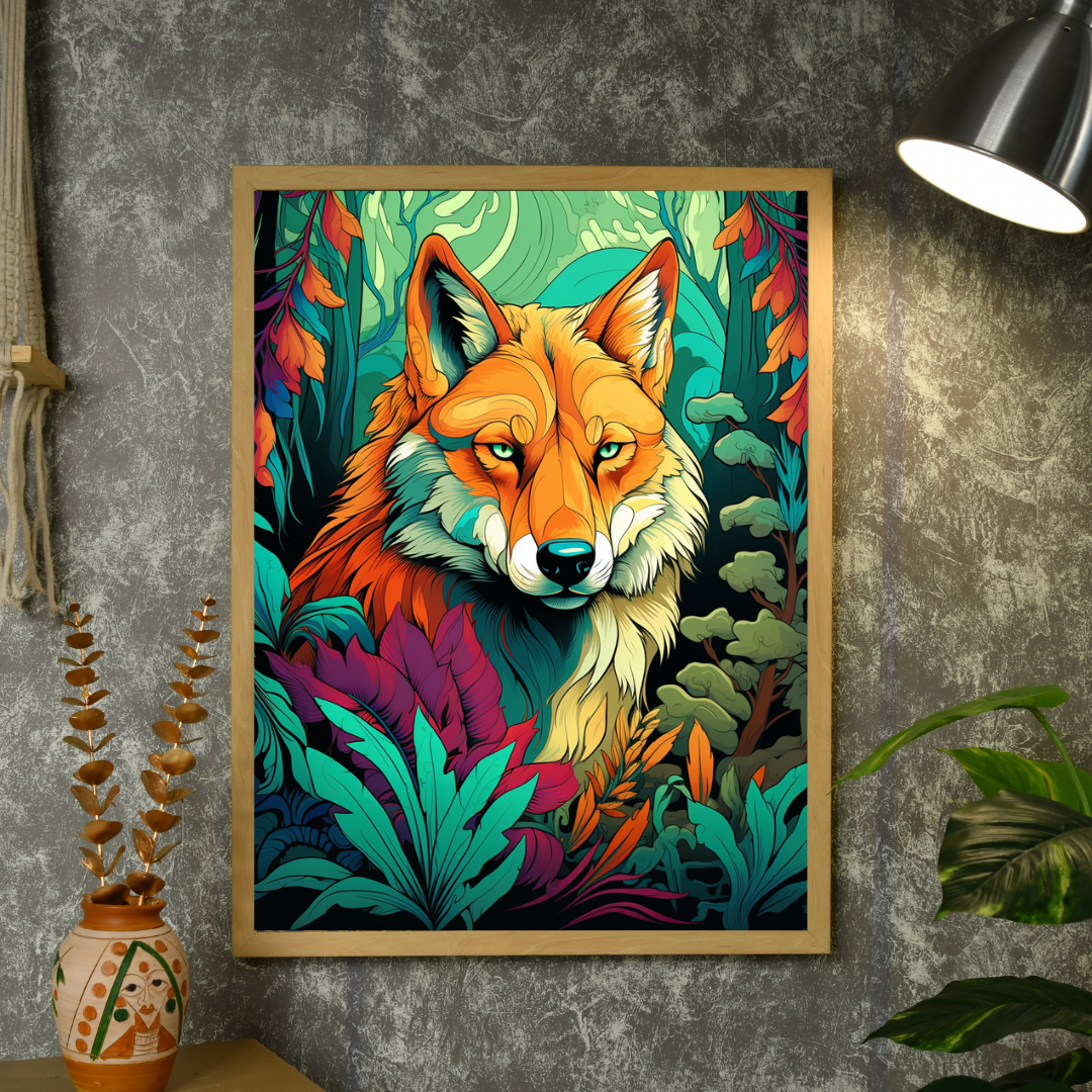 Sowpeace Harmony: Find Your Handcrafted Abstract Wolf – Premium Indian-Inspired Canvas Art for Contemporary Home Decoration