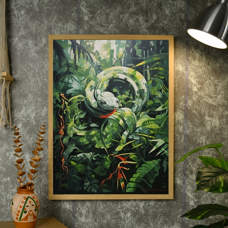 Sowpeace Harmony: Find Your Handcrafted Abstract Snake – Premium Indian-Inspired Canvas Art for Contemporary Home Decoration – view 4