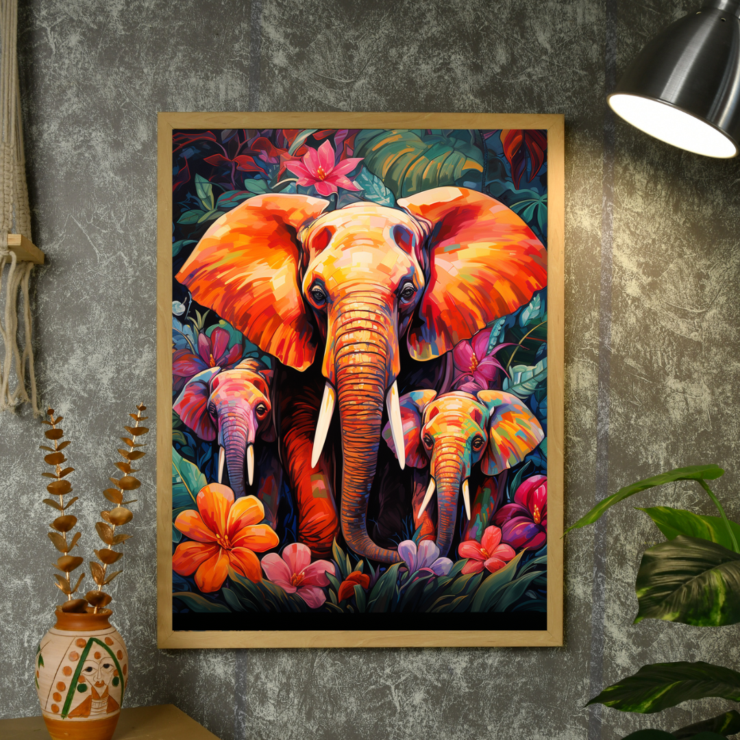 Sowpeace Harmony: Find Your Handcrafted Abstract Elephant – Premium Indian-Inspired Canvas Art for Elegant Home Decor