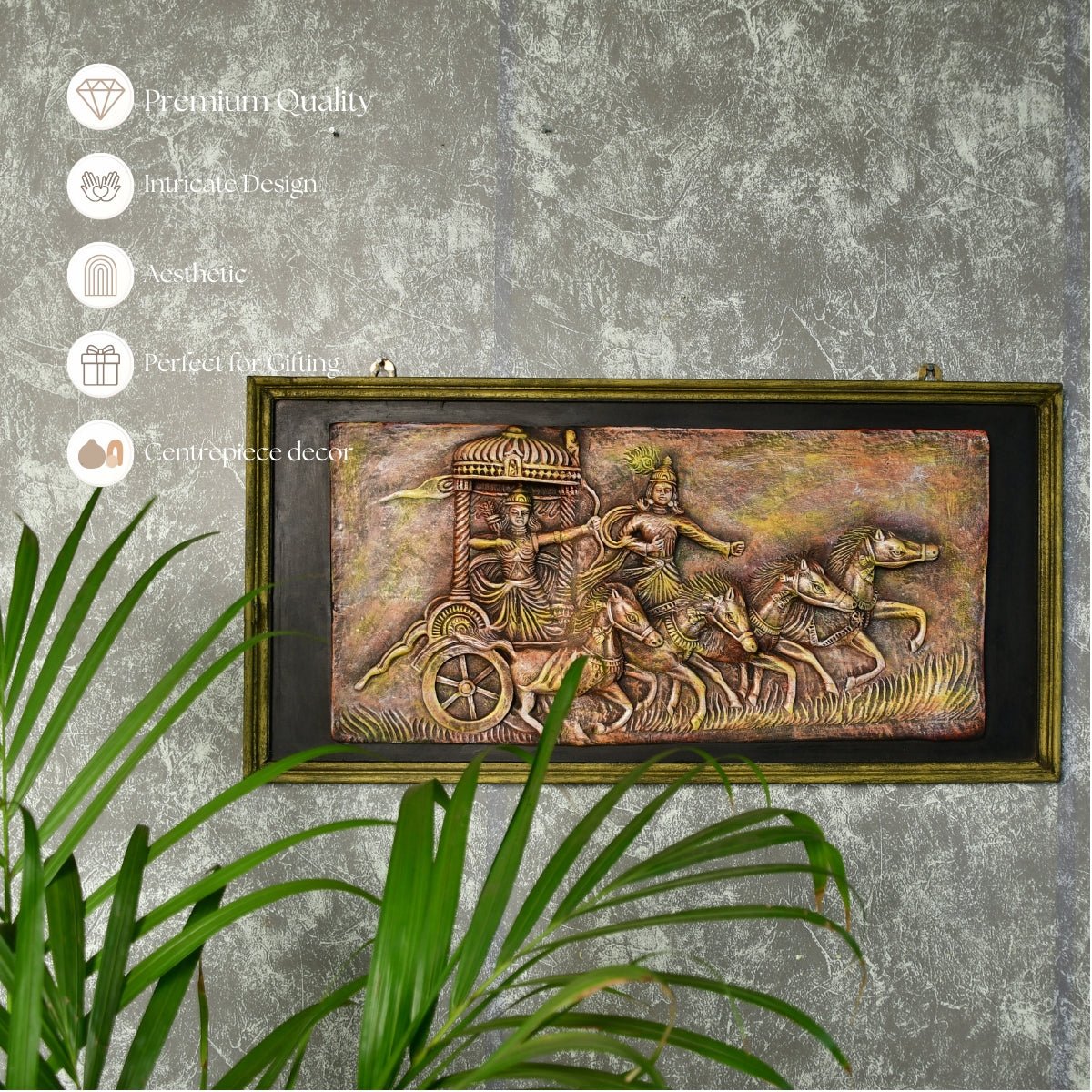 Mahabharata Warriors' Celestial Chariot - Sowpeace - Terracotta Wall Decor - Wall Decor