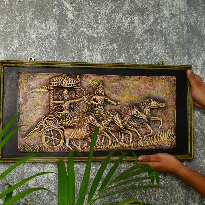 Mahabharata Warriors' Celestial Chariot - Sowpeace - Terracotta Wall Decor - Wall Decor