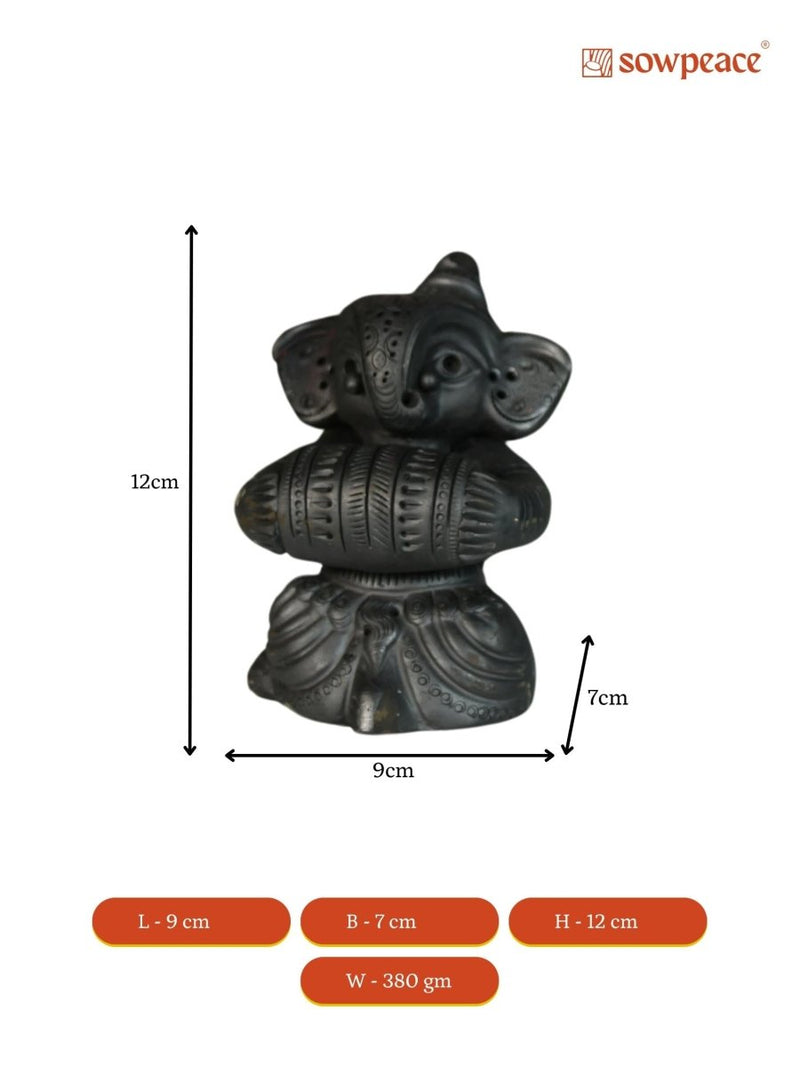 Melodic Mastery: Black Terracotta Ganesh and Tabla Ensemble – view 6