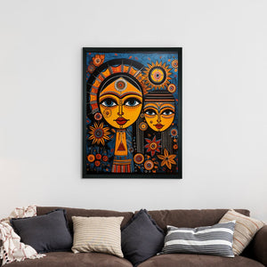 Mother-Son Eyes: Artisan Canvas Wall Decor Abstract -Wall painting-Chitran by sowpeace-Mother-Son Eyes: Artisan Canvas Wall Decor Abstract-CH-WRT-MMSE-Sowpeace