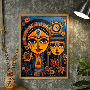 Mother-Son Eyes: Artisan Canvas Wall Decor Abstract -Wall painting-Chitran by sowpeace-Mother-Son Eyes: Artisan Canvas Wall Decor Abstract-CH-WRT-MMSE-Sowpeace