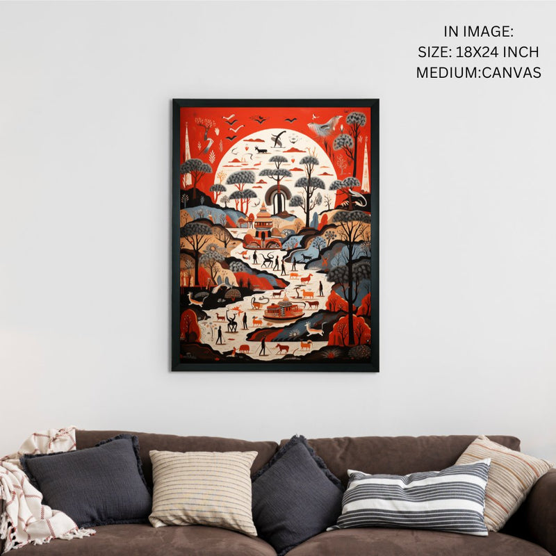 Sowpeace Serenity: Handcrafted Sunlit Birdsong Symphony – Premium Indian-Inspired Canvas Print for Elegant Home Decoration – view 5