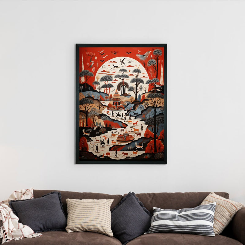 Sowpeace Serenity: Handcrafted Sunlit Birdsong Symphony – Premium Indian-Inspired Canvas Print for Elegant Home Decoration – view 2