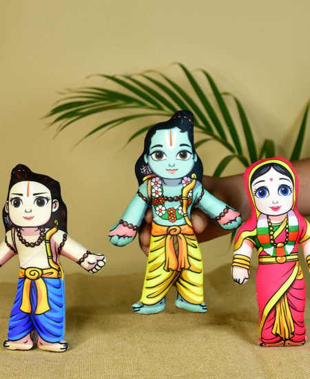 Ram Darbar Soft Toys Set of 4 | Lord Ram, Sita, Lakshman & Hanuman Plush Dolls | Hindu Religious Gift & Home Décor