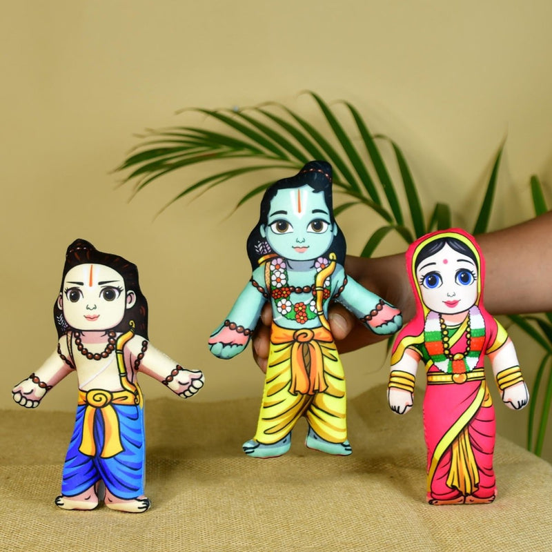 Ram Darbar Soft Toys Set of 4 | Lord Ram, Sita, Lakshman & Hanuman Plush Dolls | Hindu Religious Gift & Home Décor – view 2