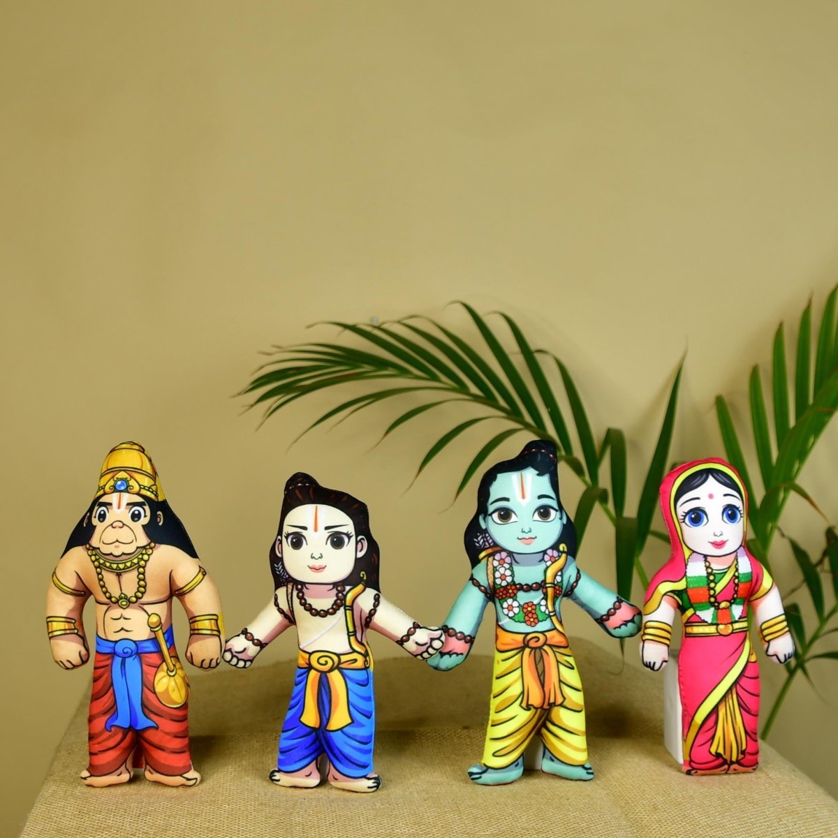 Ram Darbar Soft Toys Set of 4 | Lord Ram, Sita, Lakshman & Hanuman Plush Dolls | Hindu Religious Gift & Home Décor