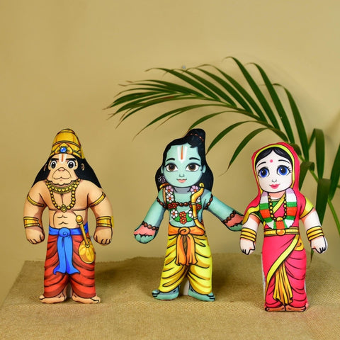 Vastu Principles for Ram Darbar Soft Toys Set of 4 | Lord Ram, Sita, Lakshman & Hanuman Plush Dolls | Hindu Religious Gift & Home Décor