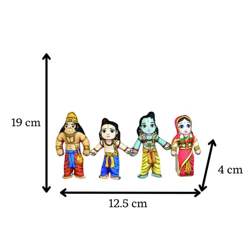 Ram Darbar Soft Toys Set of 4 | Lord Ram, Sita, Lakshman & Hanuman Plush Dolls | Hindu Religious Gift & Home Décor