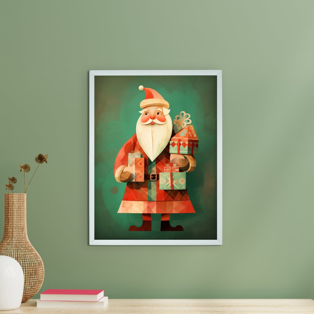 Sowpeace Santa: Premium Ho-Ho-Holiday Bliss Canvas – Handcrafted Indian-Inspired Wall Art for Festive Home Decoration