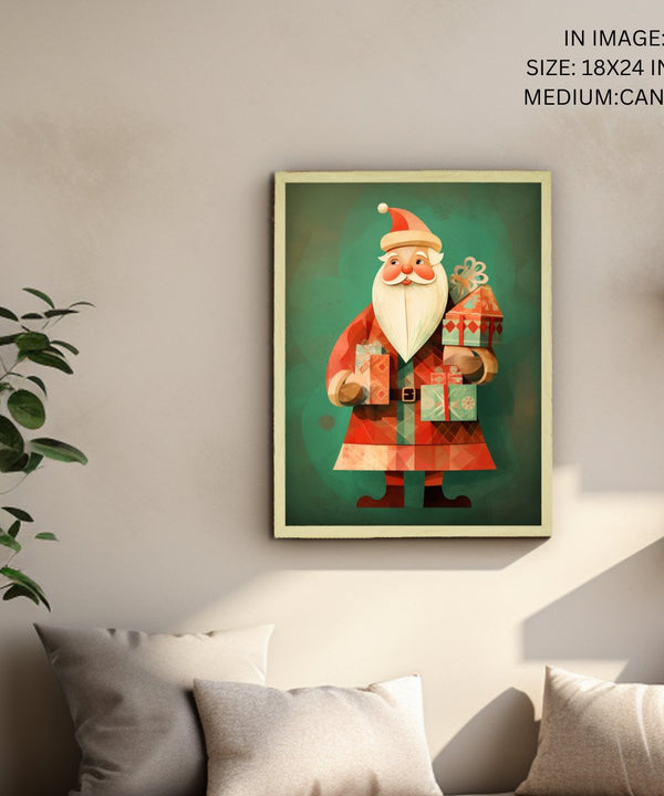 Sowpeace Santa: Premium Ho-Ho-Holiday Bliss Canvas – Handcrafted Indian-Inspired Wall Art for Festive Home Decoration — image 5