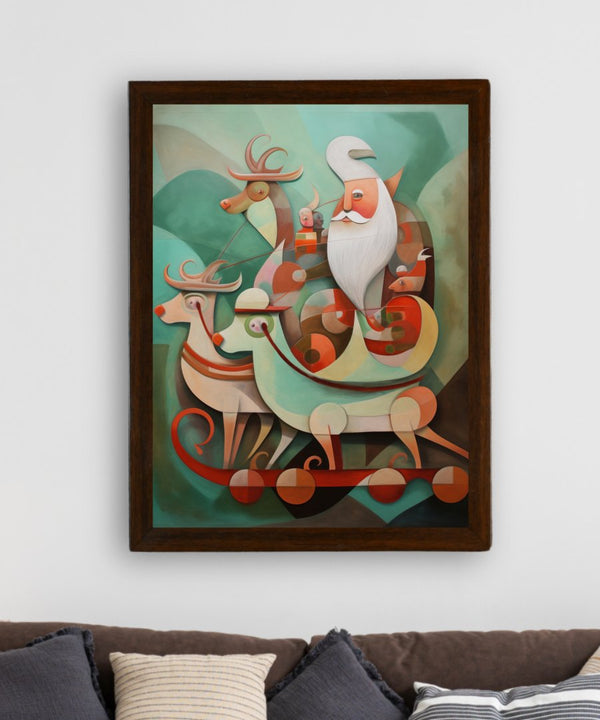 Reindeer Flight: Premium Abstract Wall Art by Sowpeace – Handcrafted Indian-Inspired Canvas for Festive and Elegant Home Interiors — image 3